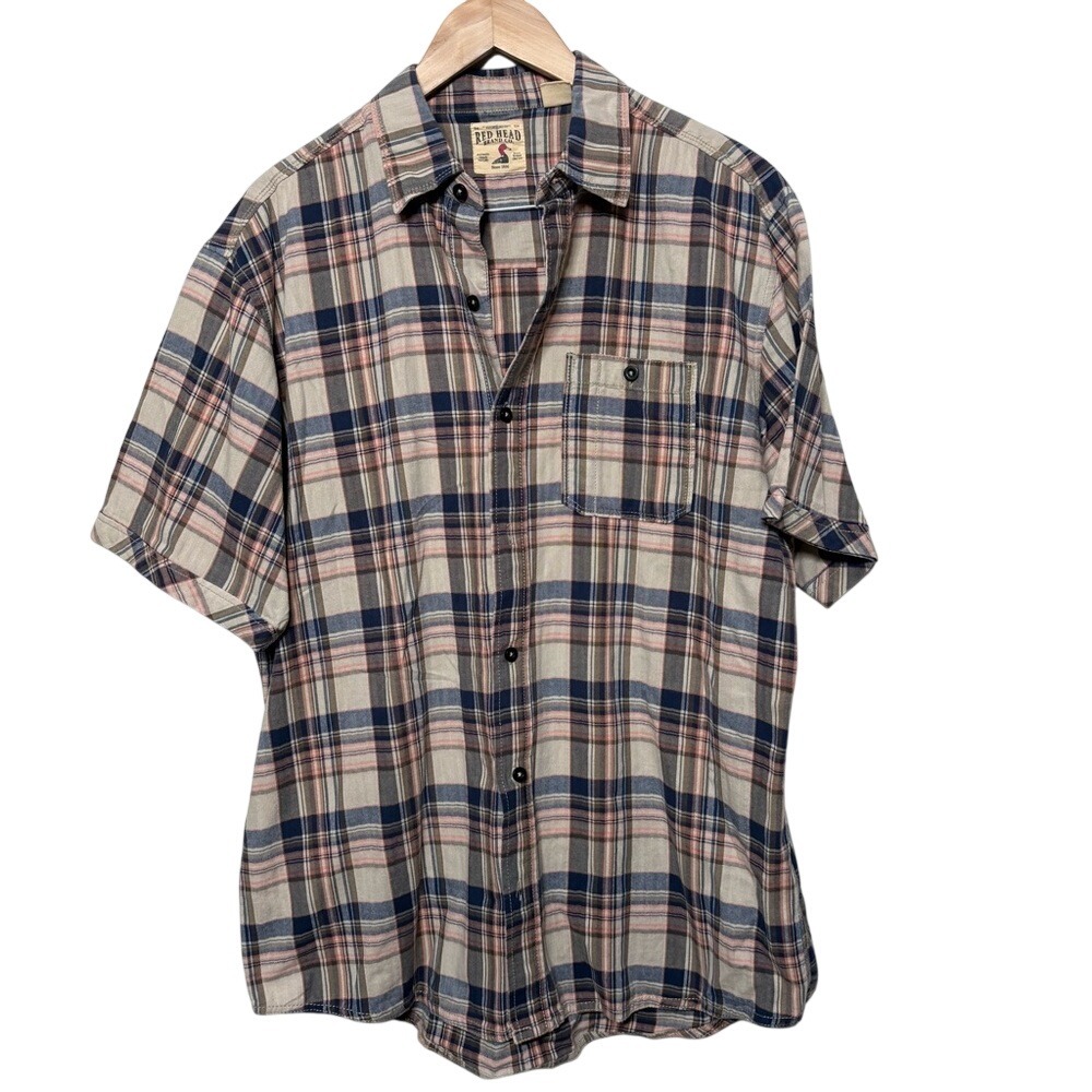 Red Head‎ Brand Co Plaid Short Sleeve Button Down Casual Outdoor Cabin Shirt L